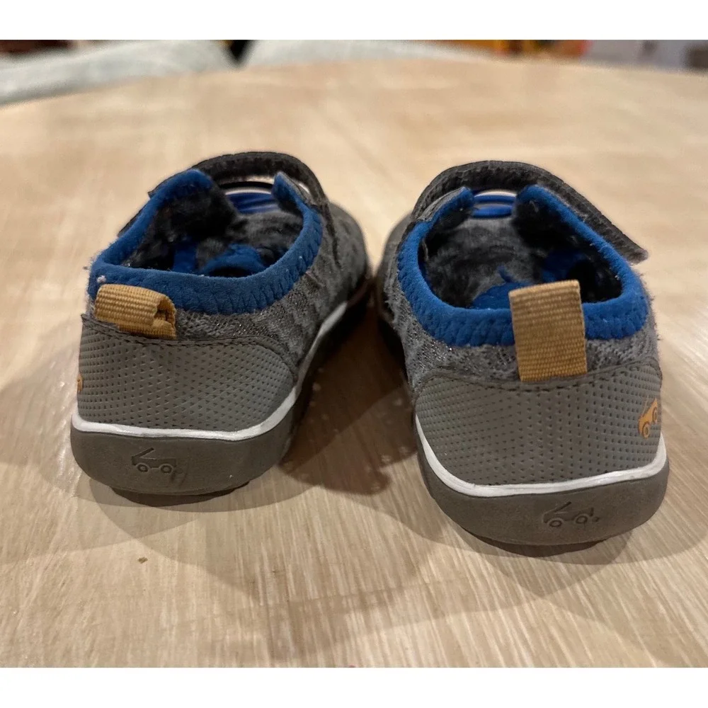 Kids Grey Mesh Active Slip-On Shoes with Blue and Yellow Accents